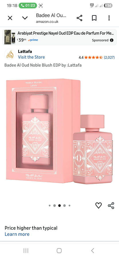 Lattafa Badee Al Oud Noble Blush Eau De Parfum 100ml – Sweet Creamy Rose Vanilla Almond Musk Fragrance