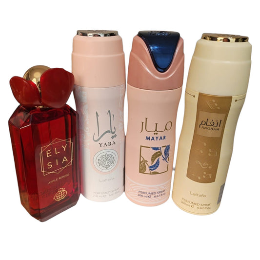 Elysia Apple Rouge 100ml EDP + Lattafa Yara Mayar Angham Body Spray Set