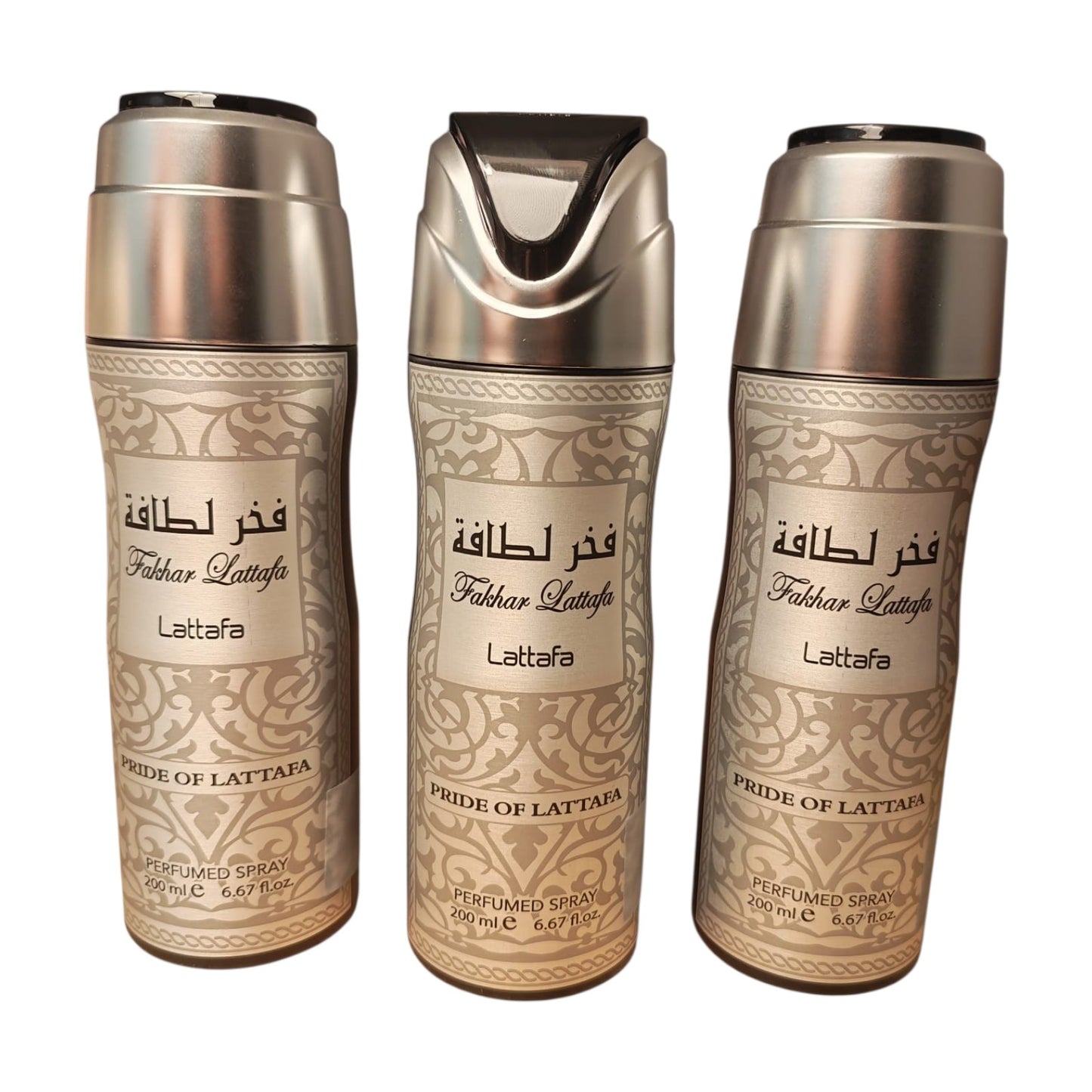 Lattafa Fakhar Silver Body Spray Set 3x200ml – Fresh Clean Long Lasting Everyday Spray