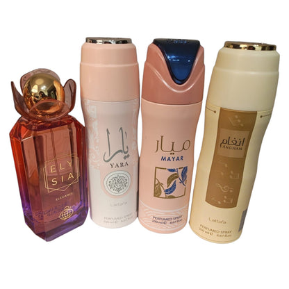 Elysia Elegance 100ml EDP + Lattafa Yara Mayar Angham Body Spray Set