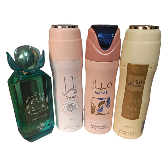 Elysia Sweet Banana 100ml EDP + Lattafa Yara Mayar Angham Spray Set